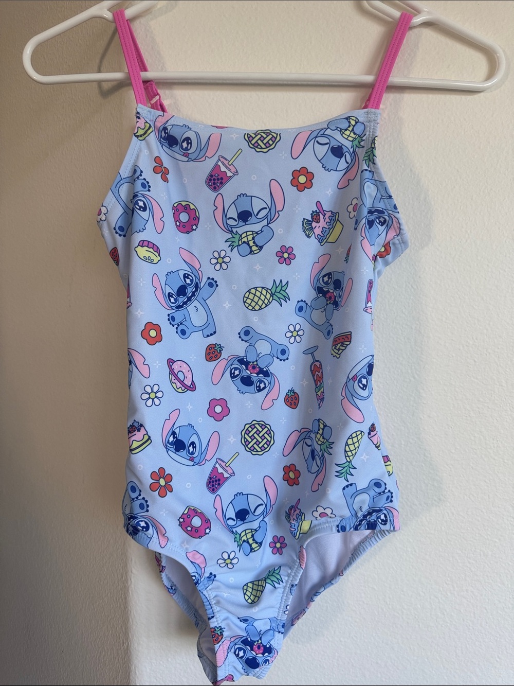 Disney Light Blue and Pink Stitch Girls Swimsuit, Size L 💙💖